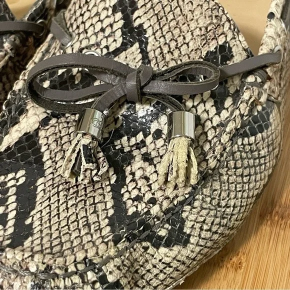 Cole Haan Garnet Leather Snakeskin Driving Mocs Loafers Flats Tassel Size 7.5 - Picture 15 of 15